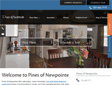 Tablet Screenshot of pinesofnewpointe.com